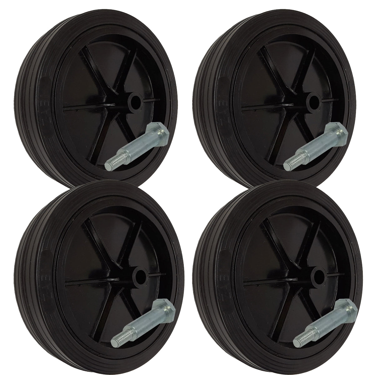 Rasenmäherrad 175 mm – Universal Ersatzrad aus Vollgummi + Montage-Set, Code: K175*M8