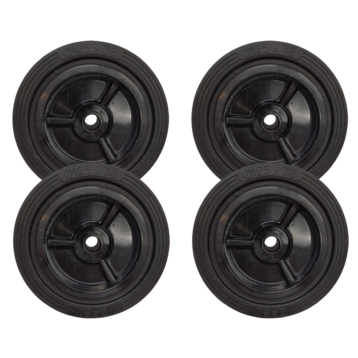 Rasenmäherrad 125 mm – Universal Ersatzrad aus Vollgummi für Rasenmäher, Code: K125