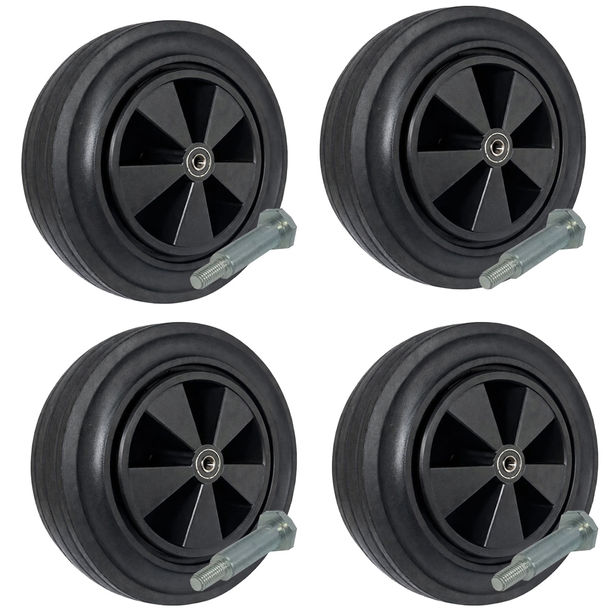 Rasenmäherrad 290 mm – Universal Ersatzrad aus Vollgummi mit Kugellager + Montage-Set, Code: K290LL*M8