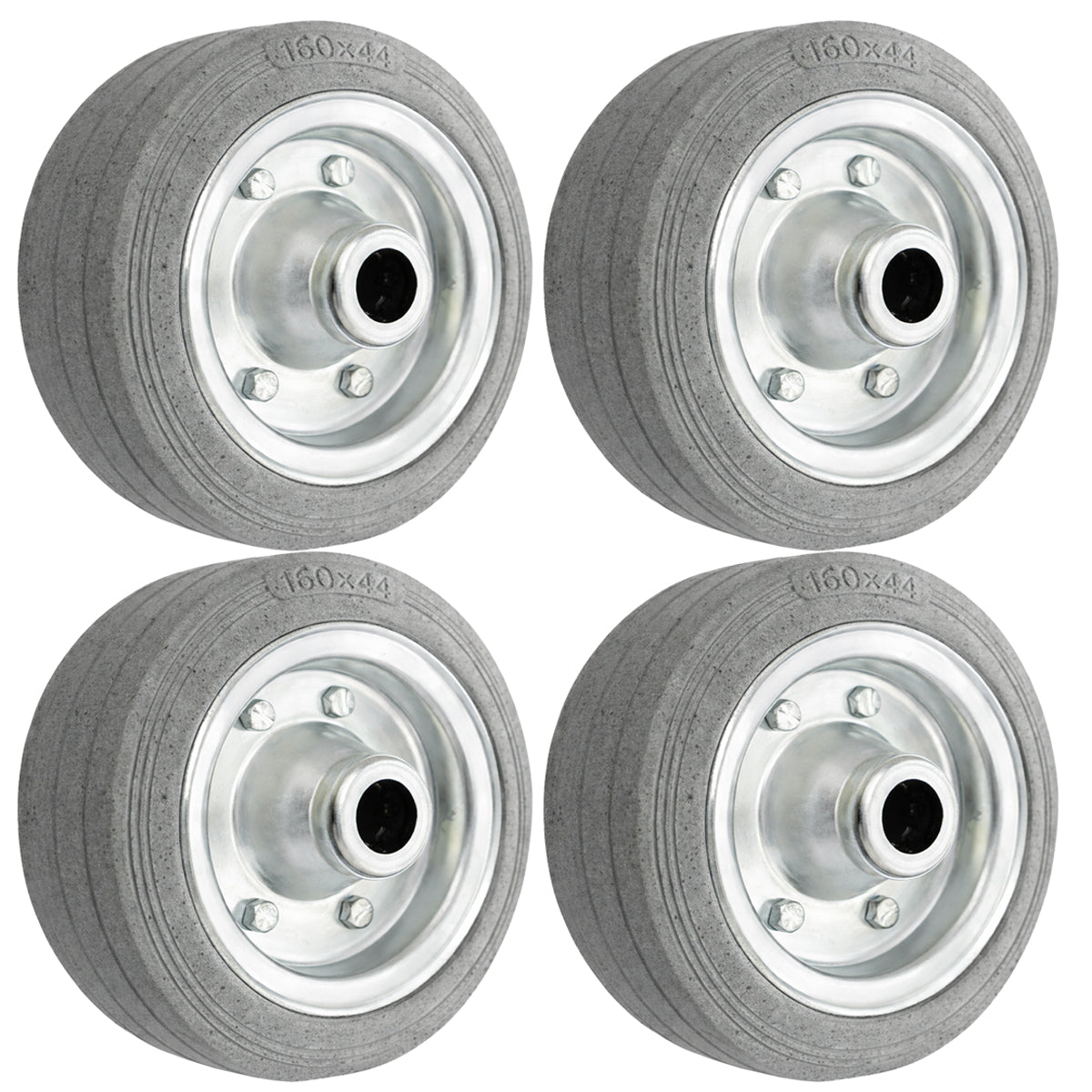 Ersatzrad Ø160 mm – Graues, nicht abfärbendes Vollgummi Industrierad für Transportwagen, Code: 40NS