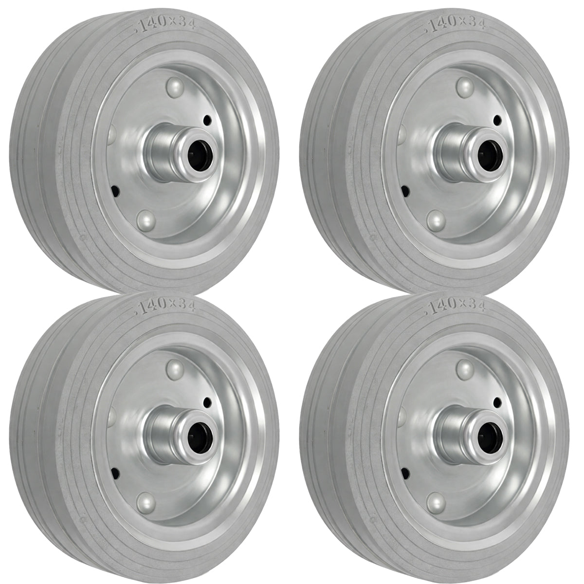 Ersatzrad Ø140 mm – Graues, nicht abfärbendes Vollgummi Industrierad für Transportwagen, Code: 30S