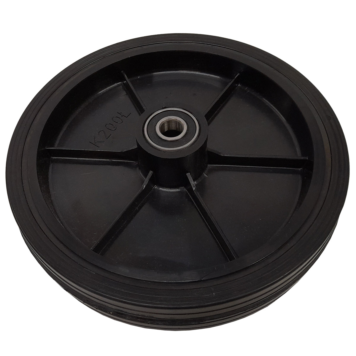 Rasenmäherrad 200 mm – Universal Ersatzrad aus Vollgummi mit Kugellager + Montage-Set, Code: K200LL*M10