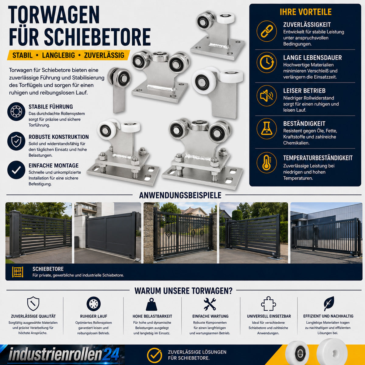 Torwagen für Schiebetore - für Profile 60 x 60 mm - Wandstärke 4 mm: G-5T-60/4/M16