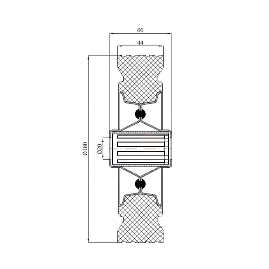 Ersatzrad Ø180 mm – Graues, nicht abfärbendes Vollgummi Industrierad für Transportwagen, Code: 50S