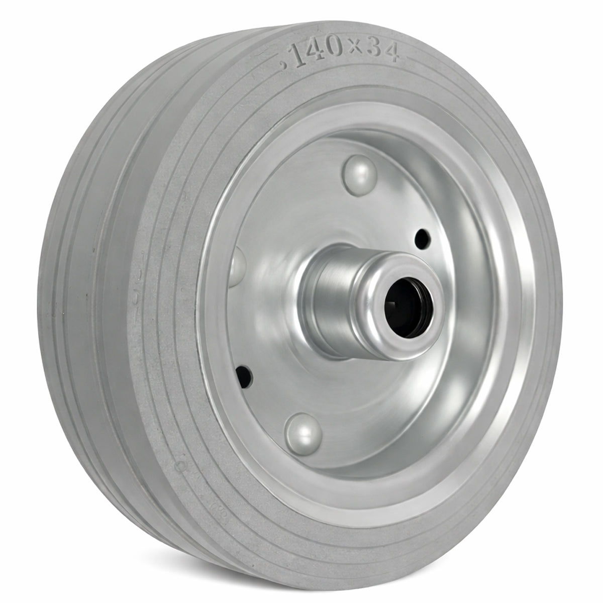 Ersatzrad Ø140 mm – Graues, nicht abfärbendes Vollgummi Industrierad für Transportwagen, Code: 30S