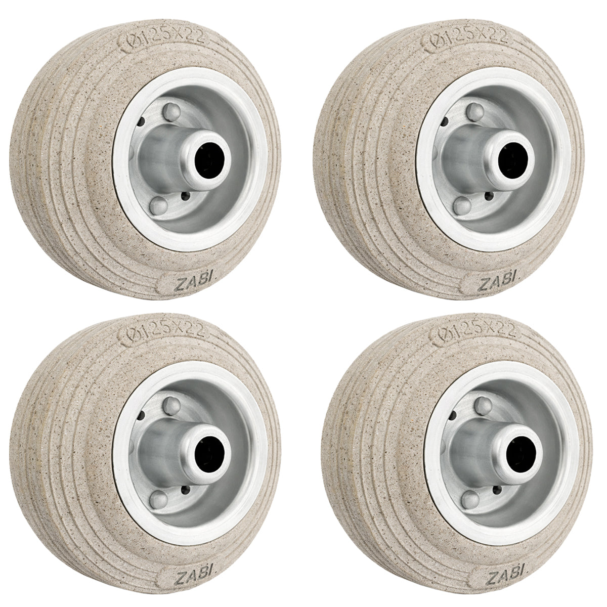 Ersatzrad Ø125 mm – Graues, nicht abfärbendes Vollgummi Industrierad für Transportwagen, Code: 20S