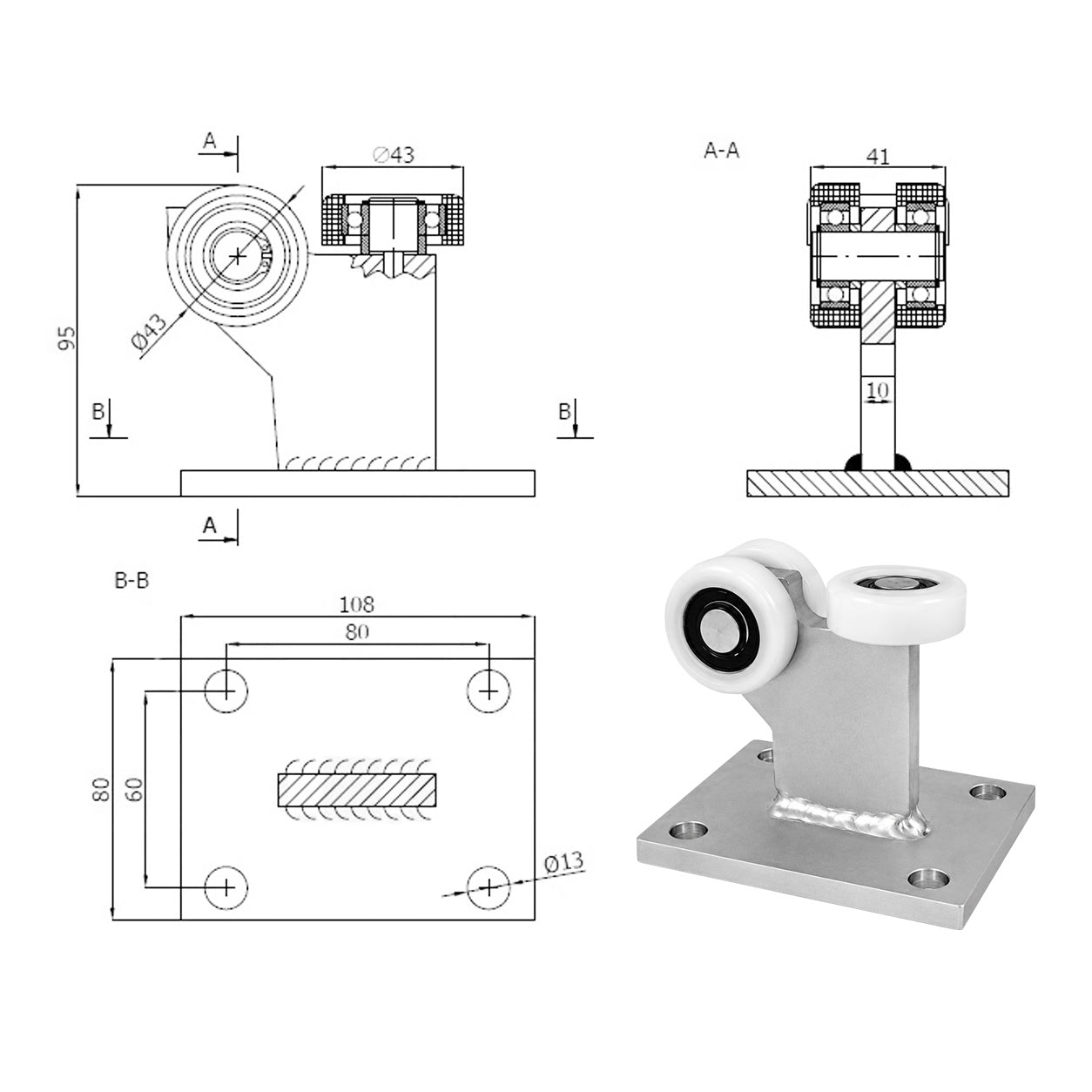 Torwagen für Schiebetore - für Profile 50x50 mm - Wandstärke 2,5 mm: 3T-50