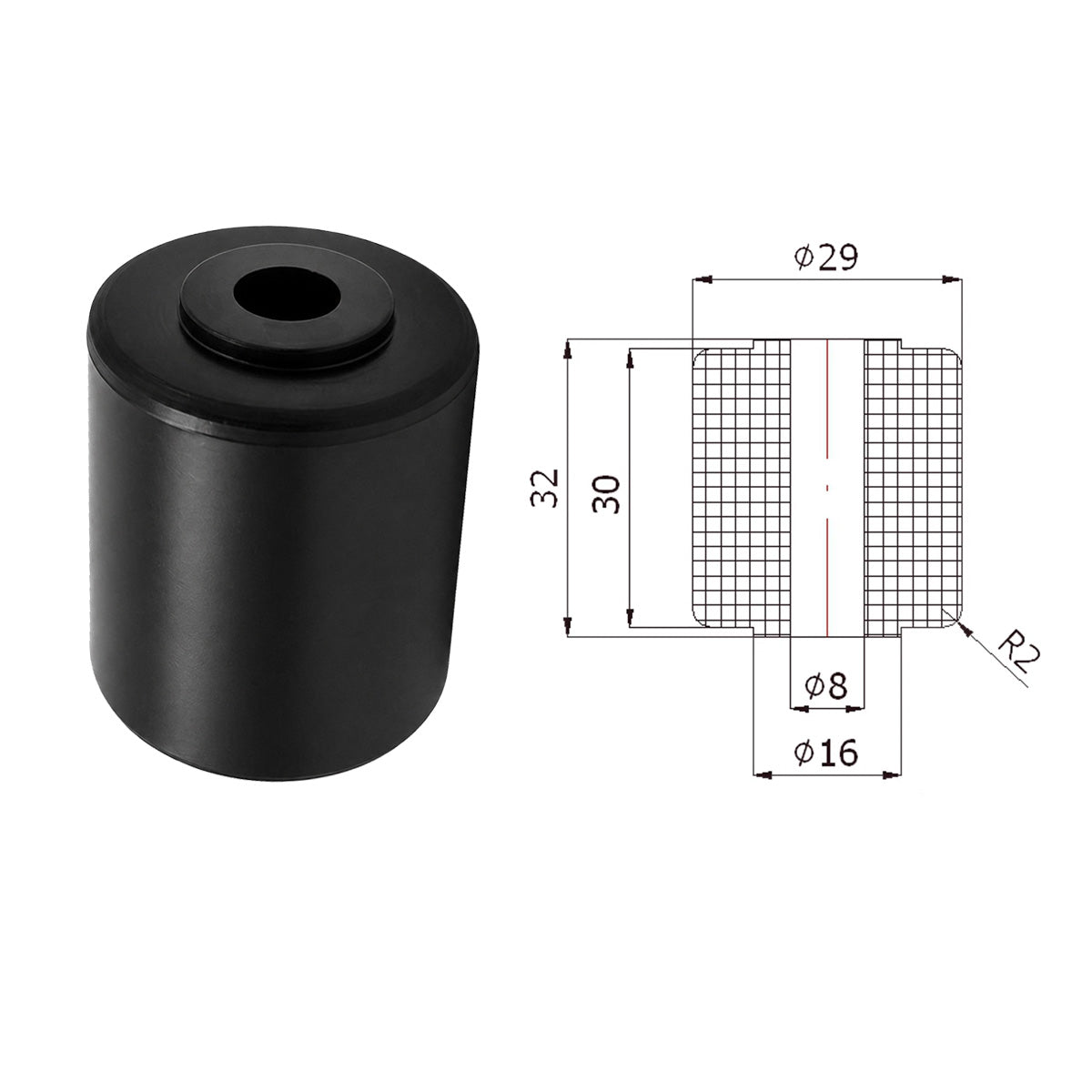 Polyamid Rolle Ø 29 mm mit Gleitlager Kunststoffrolle Industrierollen RB-29/32