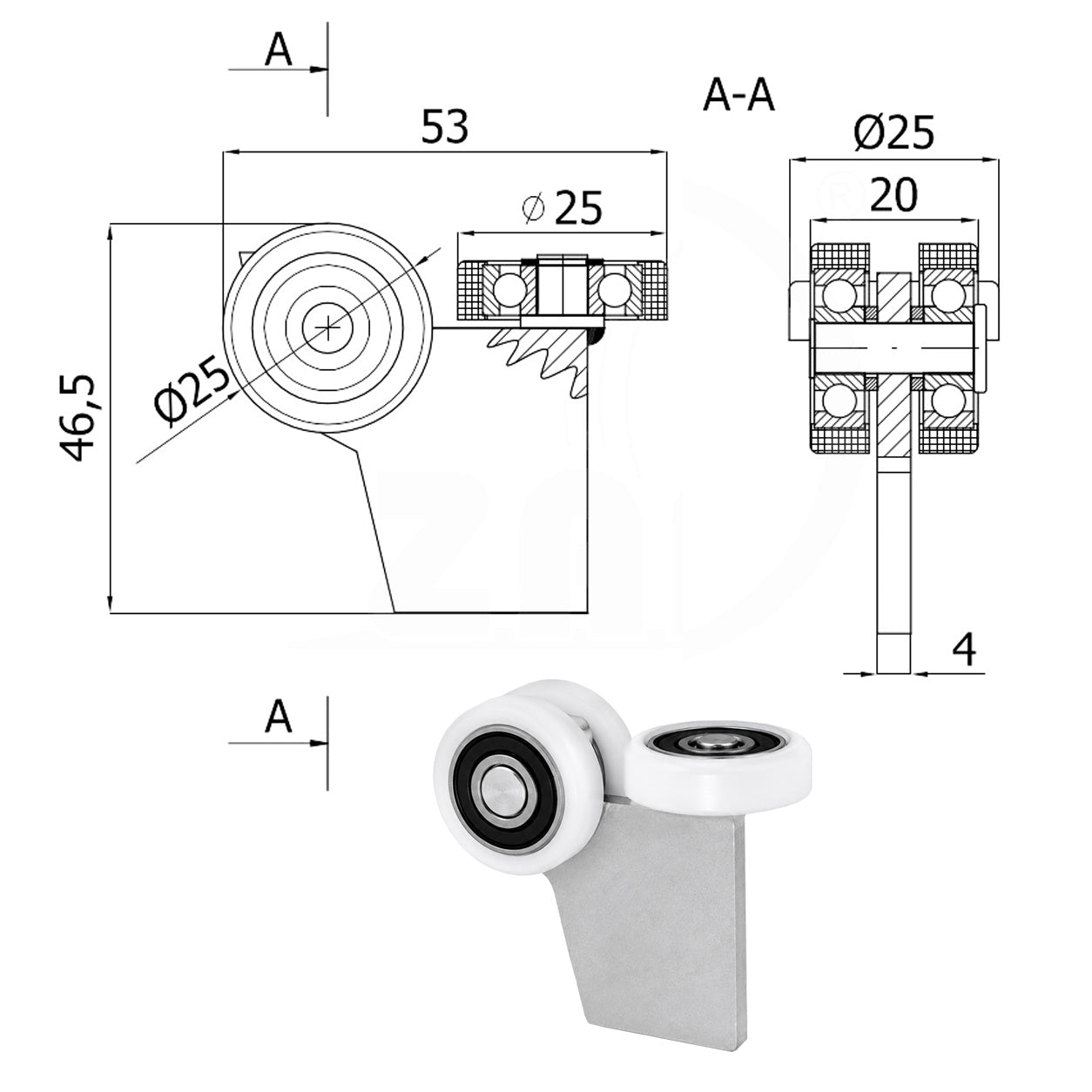 Torwagen für Schiebetore - für Profile 30x30 mm - Wandstärke 2 mm: G-3T-30