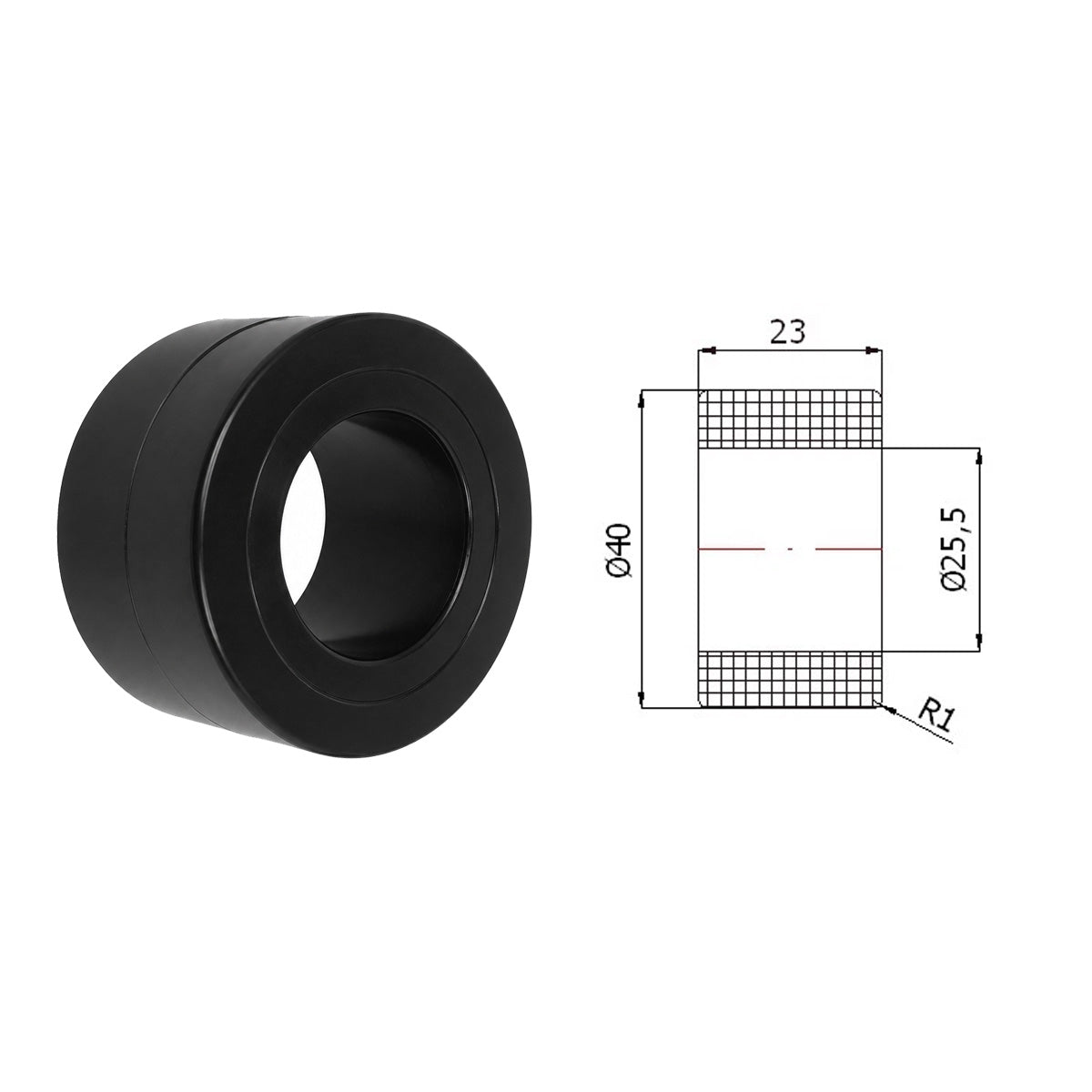 Polyamid Rolle Ø 40 mm mit Gleitlager Kunststoffrolle Industrierollen TD350