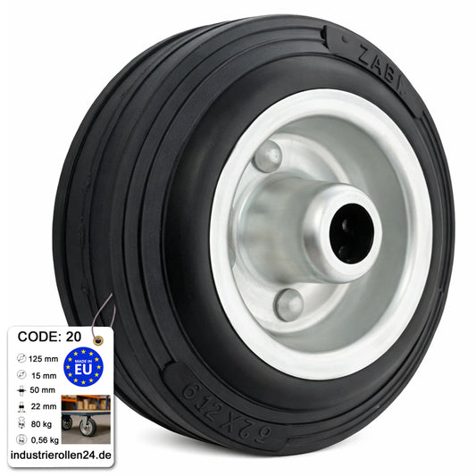 Ersatzrad Ø125 mm – Vollgummi Industrierad für Transportwagen, Code: 20