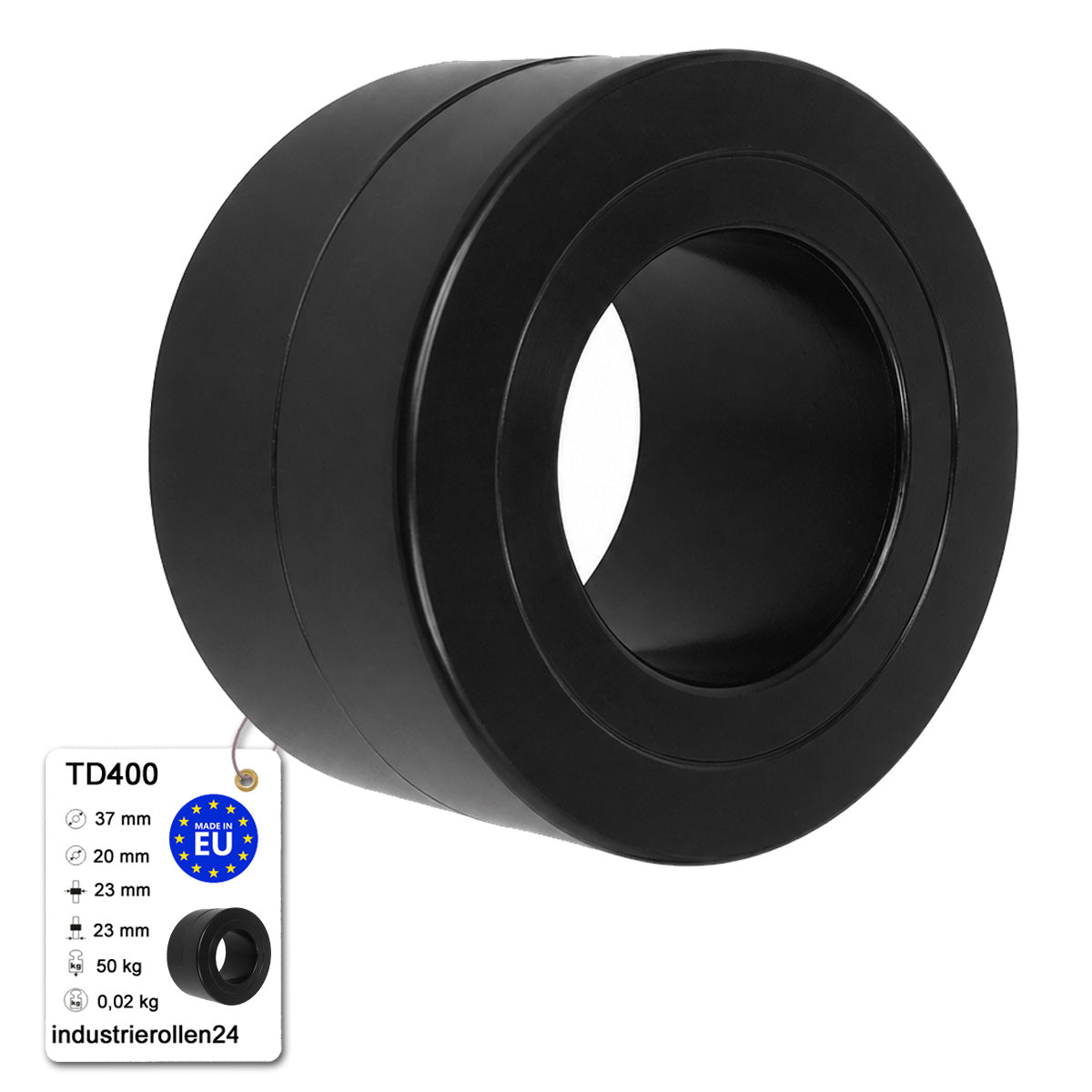 Polyamid Rolle Ø 37 mm mit Gleitlager Kunststoffrolle Industrierollen TD400
