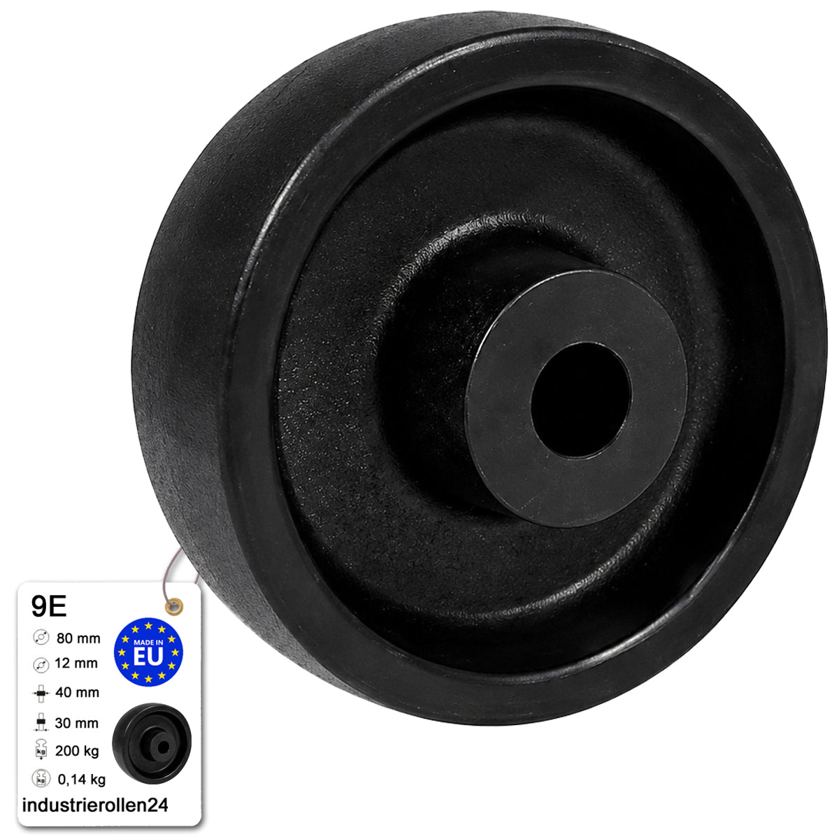 Polyamid Rolle Ø 80 mm PA66 GF30 bis 250°C Hitzebeständig Industrie Rad 9E