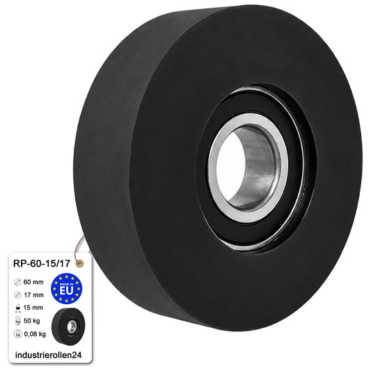 Polyamid Rolle Ø 60mm mit Kugellager Kunststoffrolle Industrierollen RP-60-15/17