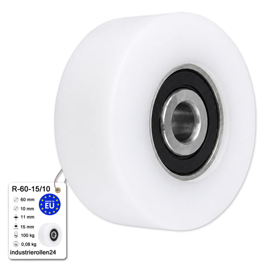 Polyamid Rolle Ø 60 mm mit Kugellager Kunststoffrolle Industrierollen R-60-15/10