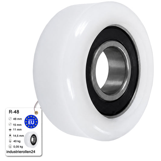 Teilen Polyamid Rolle Ø 48 mm mit Kugellager Kunststoffrolle Industrierollen R-48