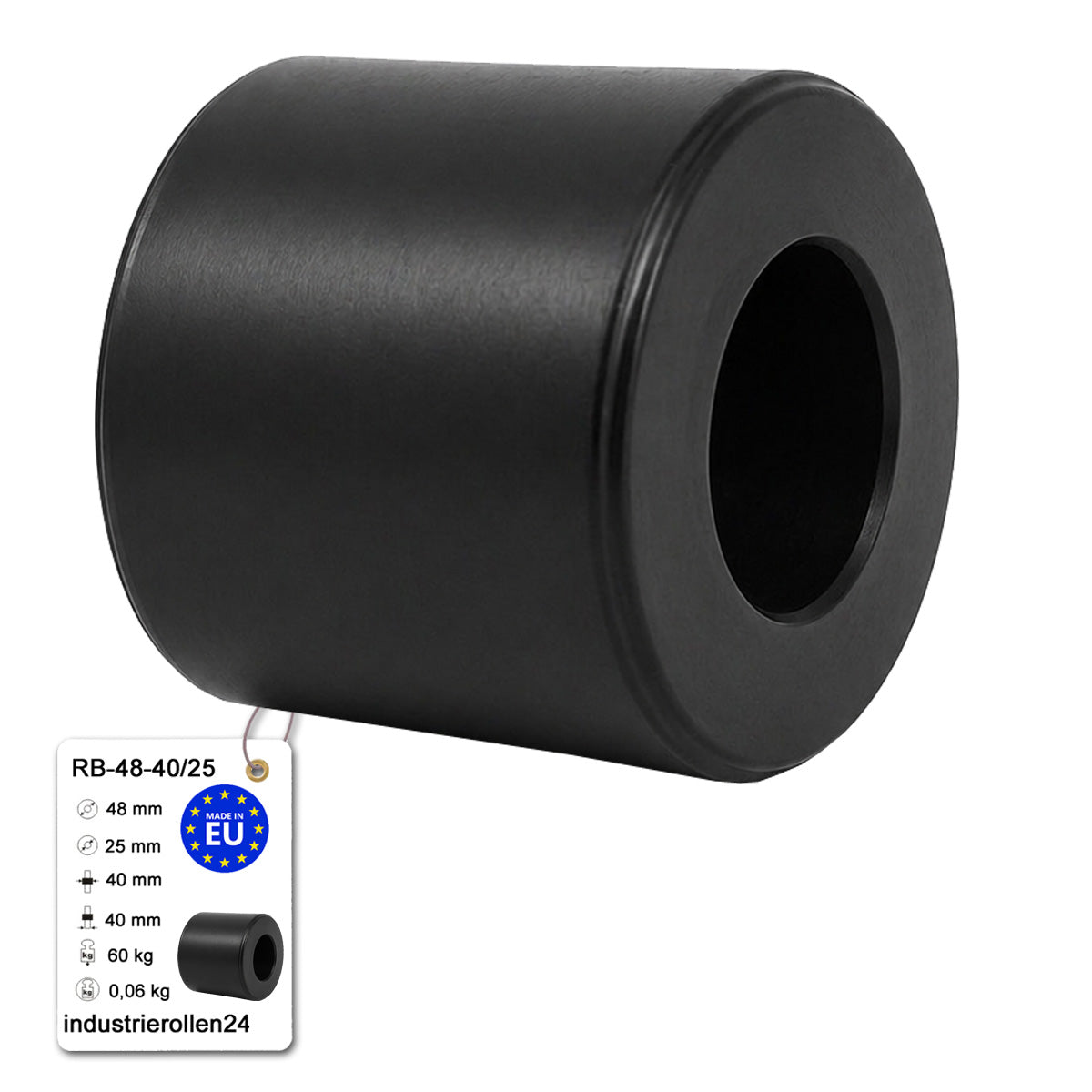 Polyamid Rolle Ø48mm mit Gleitlager Kunststoffrolle Industrierollen RB-48-40/25