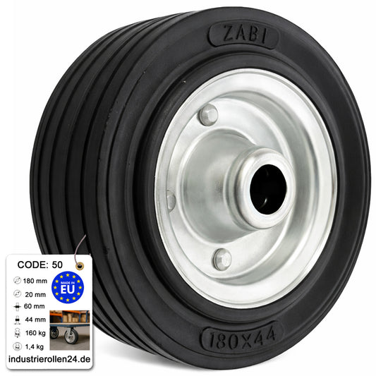 Ersatzrad Ø180 mm – Vollgummi Industrierad für Transportwagen, Code: 50