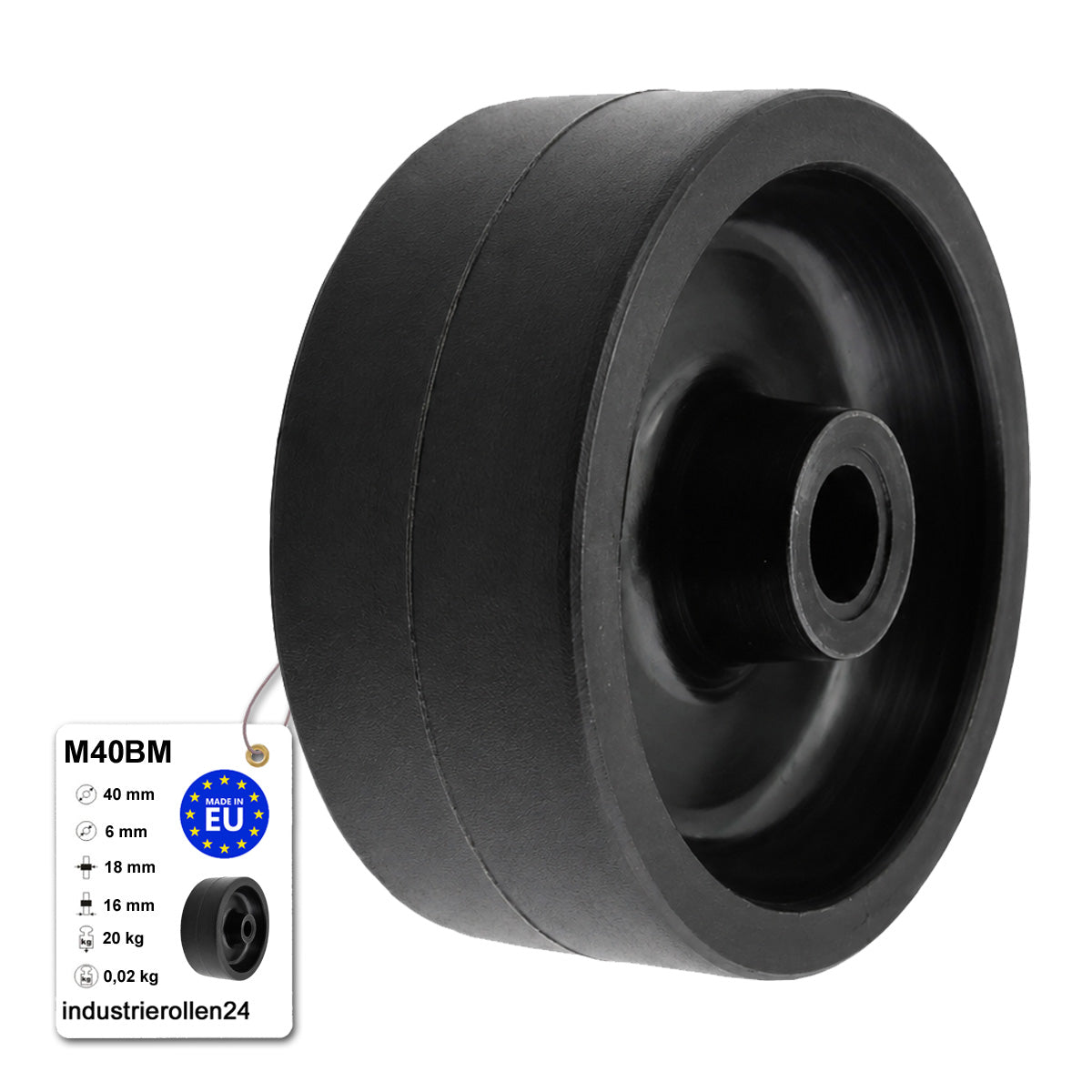 Möbelrolle Ø 40 mm Möbelrad Kunststoff Ersatzrad Transportrolle M40BM