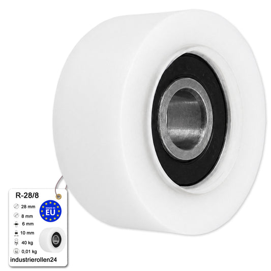 Polyamid Rolle Ø 28 mm mit Kugellager Kunststoffrolle Industrierollen R-28/8