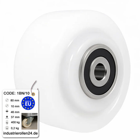 Transportrad Ø80 mm – Weißes Polyamidrad für Wagen, Code: 1BN/10