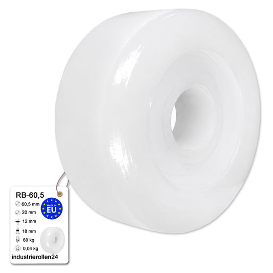 Polyamid Rolle Ø 60,5 mm mit Gleitlager Kunststoffrolle Industrierollen RB-60,5