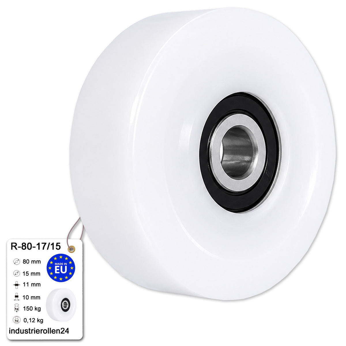 Polyamid Rolle Ø 80 mm mit Kugellager Kunststoffrolle Industrierollen R-80-17/15