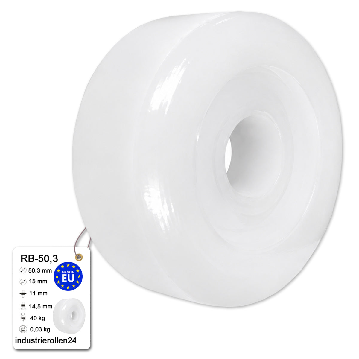 Polyamid Rolle Ø 50,3 mm mit Gleitlager Kunststoffrolle Industrierollen RB-50,3