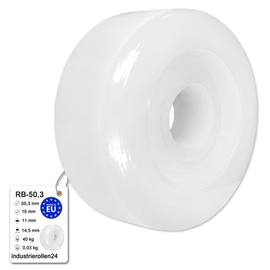 Polyamid Rolle Ø 50,3 mm mit Gleitlager Kunststoffrolle Industrierollen RB-50,3
