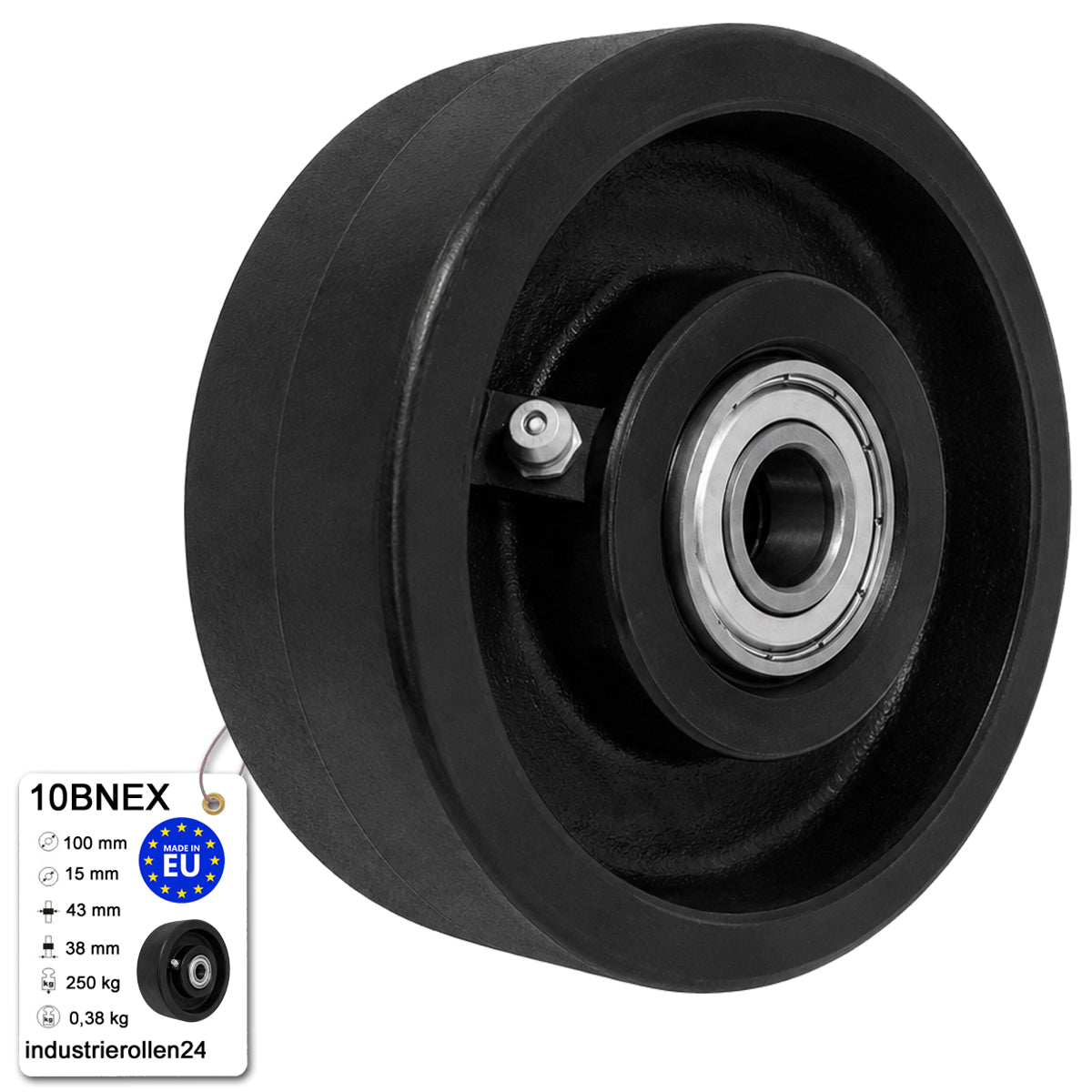 Polyamid Rolle Ø 100mm PA66 GF30 bis 250°C Hitzebeständig Industrie Rad 10BNEX