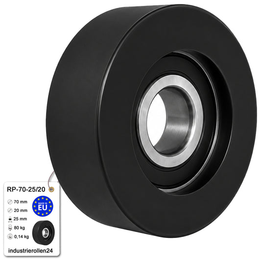 Polyamid Rolle Ø 70mm mit Kugellager Kunststoffrolle Industrierollen RP-70-25/20