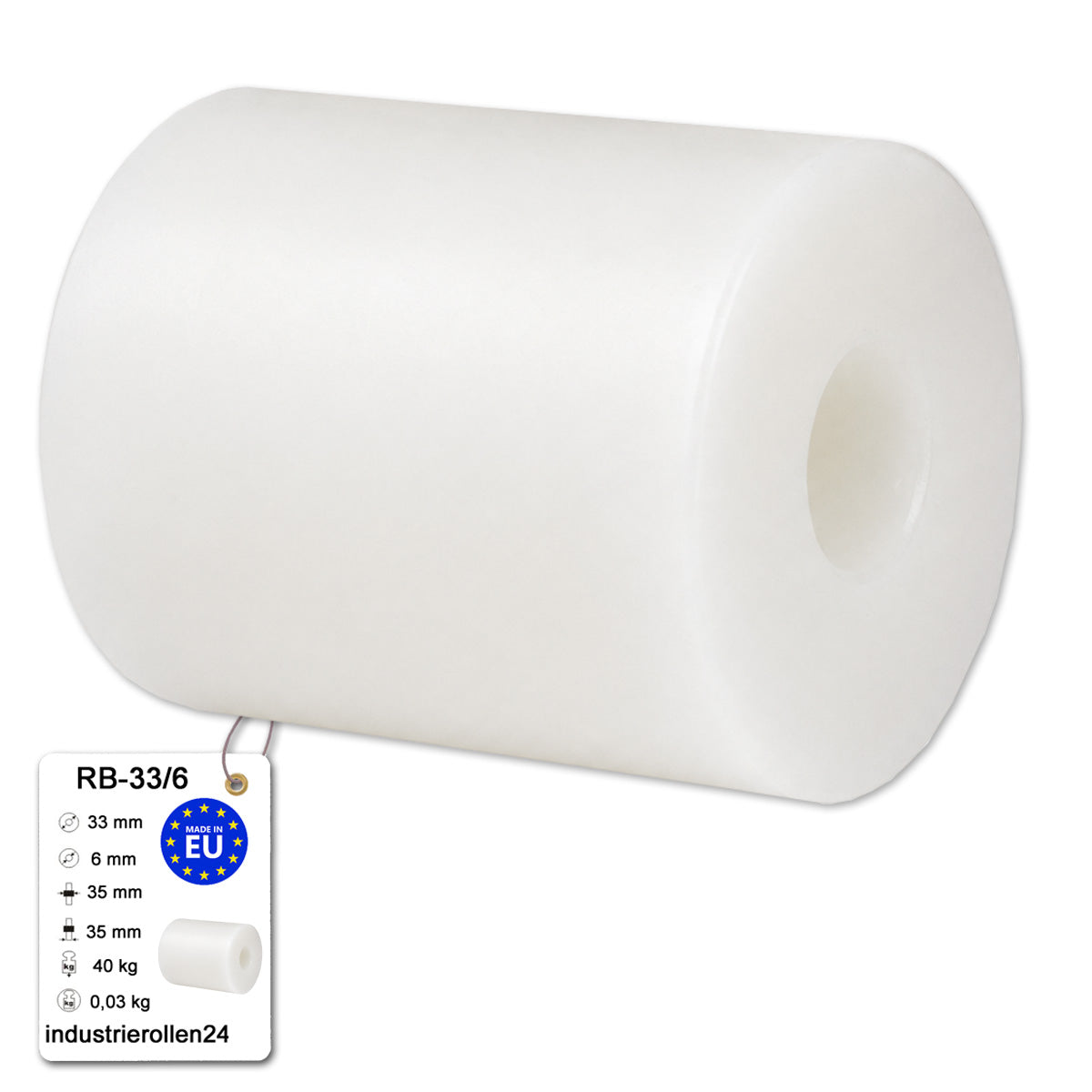 Polyamid Rolle Ø 33 mm mit Gleitlager Kunststoffrolle Industrierollen RB-33/6