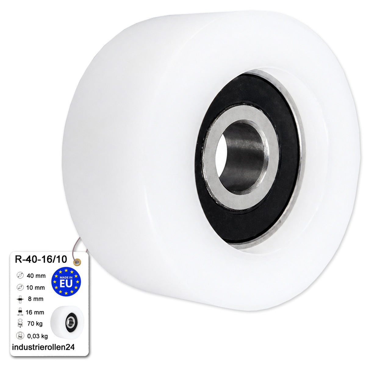 Teilen Polyamid Rolle Ø 40 mm mit Kugellager Kunststoffrolle Industrierollen R-40-16/10