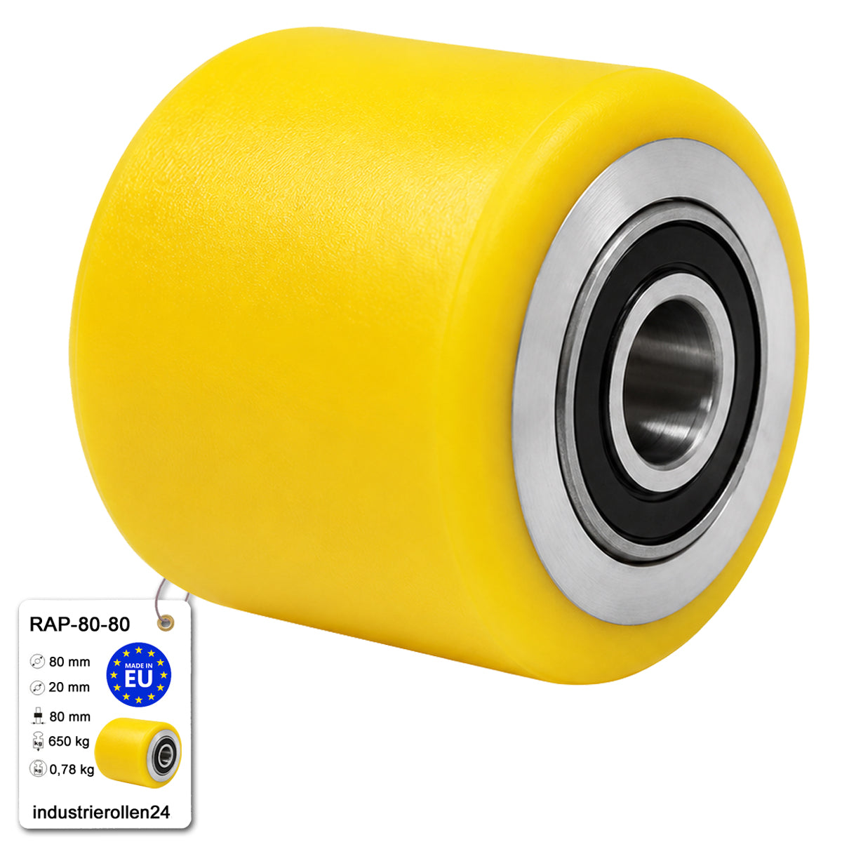 Polyamid Rolle Ø 80 mm mit Kugellager Kunststoffrolle Industrierollen RAP-80-80