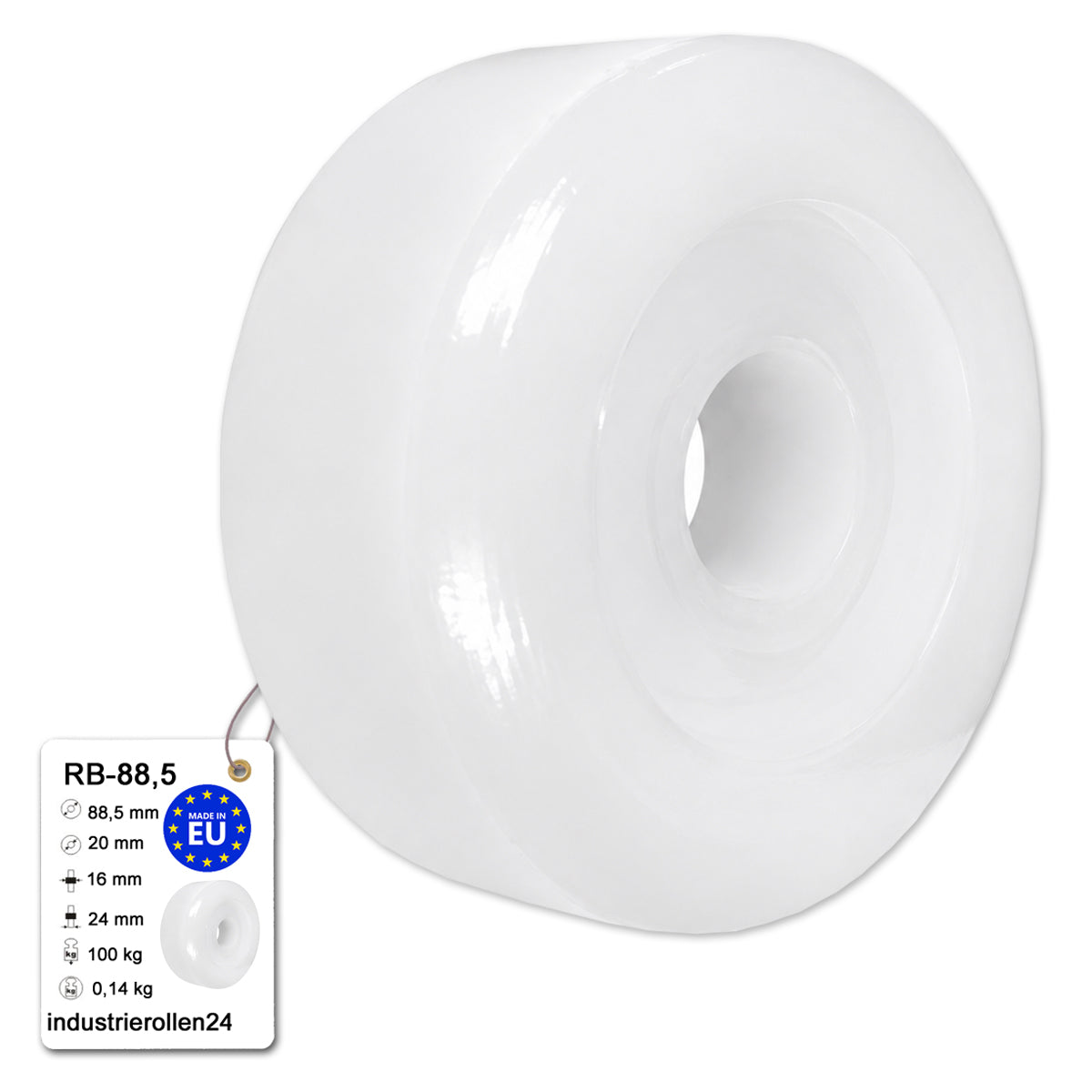 Polyamid Rolle Ø 88,5 mm mit Gleitlager Kunststoffrolle Industrierollen RB-88,5