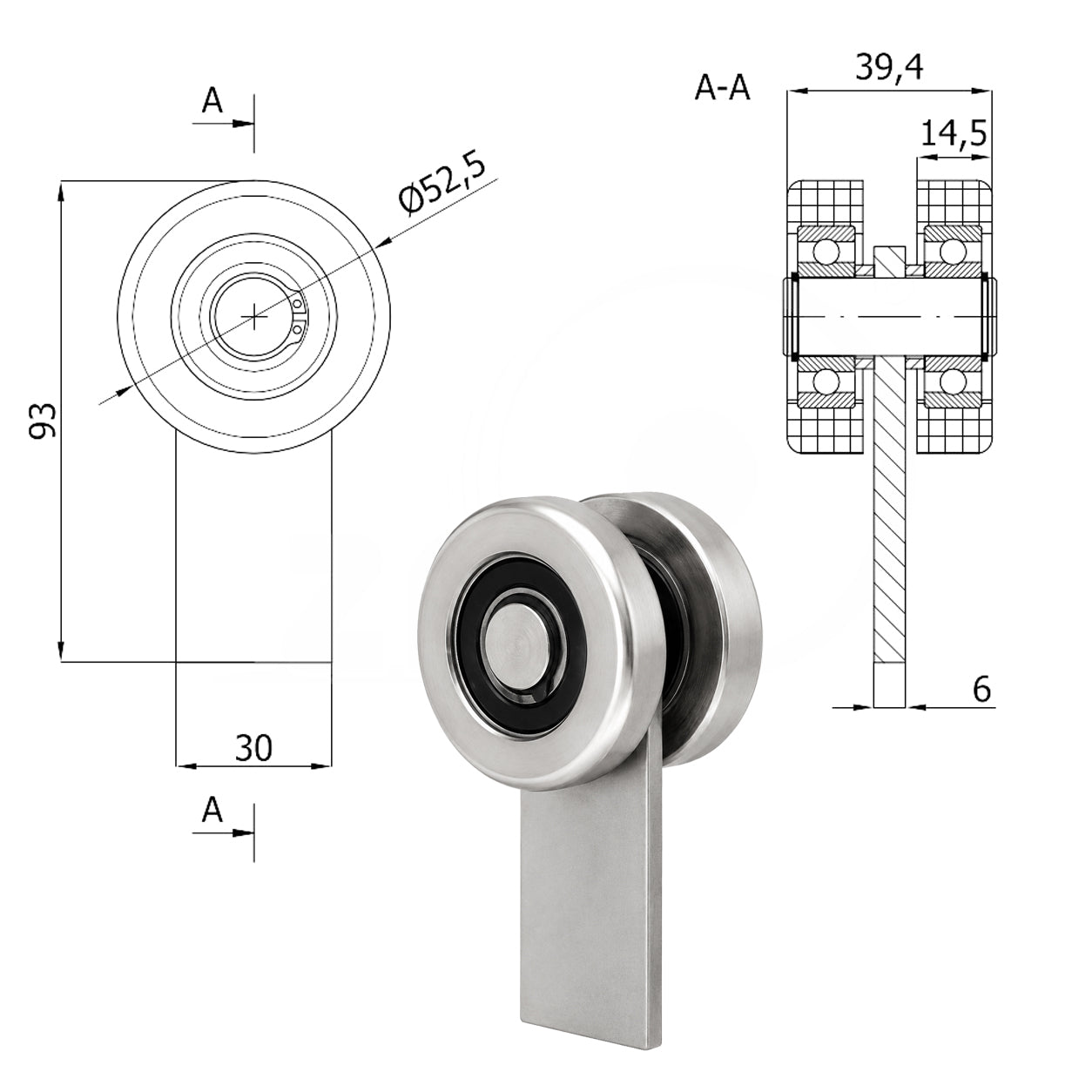Torwagen für Schiebetore - für Profile 60 x 60 mm - Wandstärke 3 mm: P-2M-60
