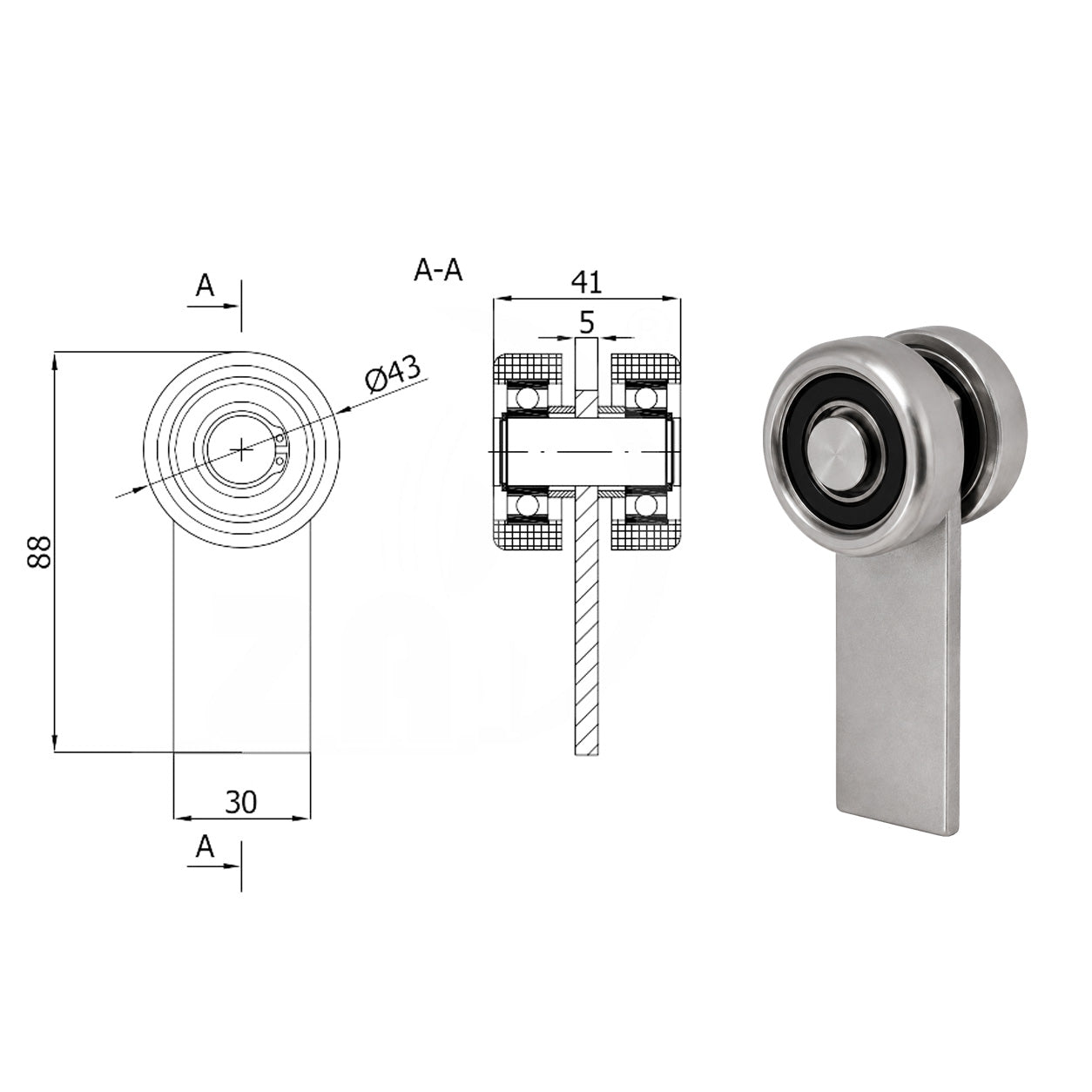 Torwagen für Schiebetore - für Profile 50x50 mm - Wandstärke 2,5 mm: P-2M-50