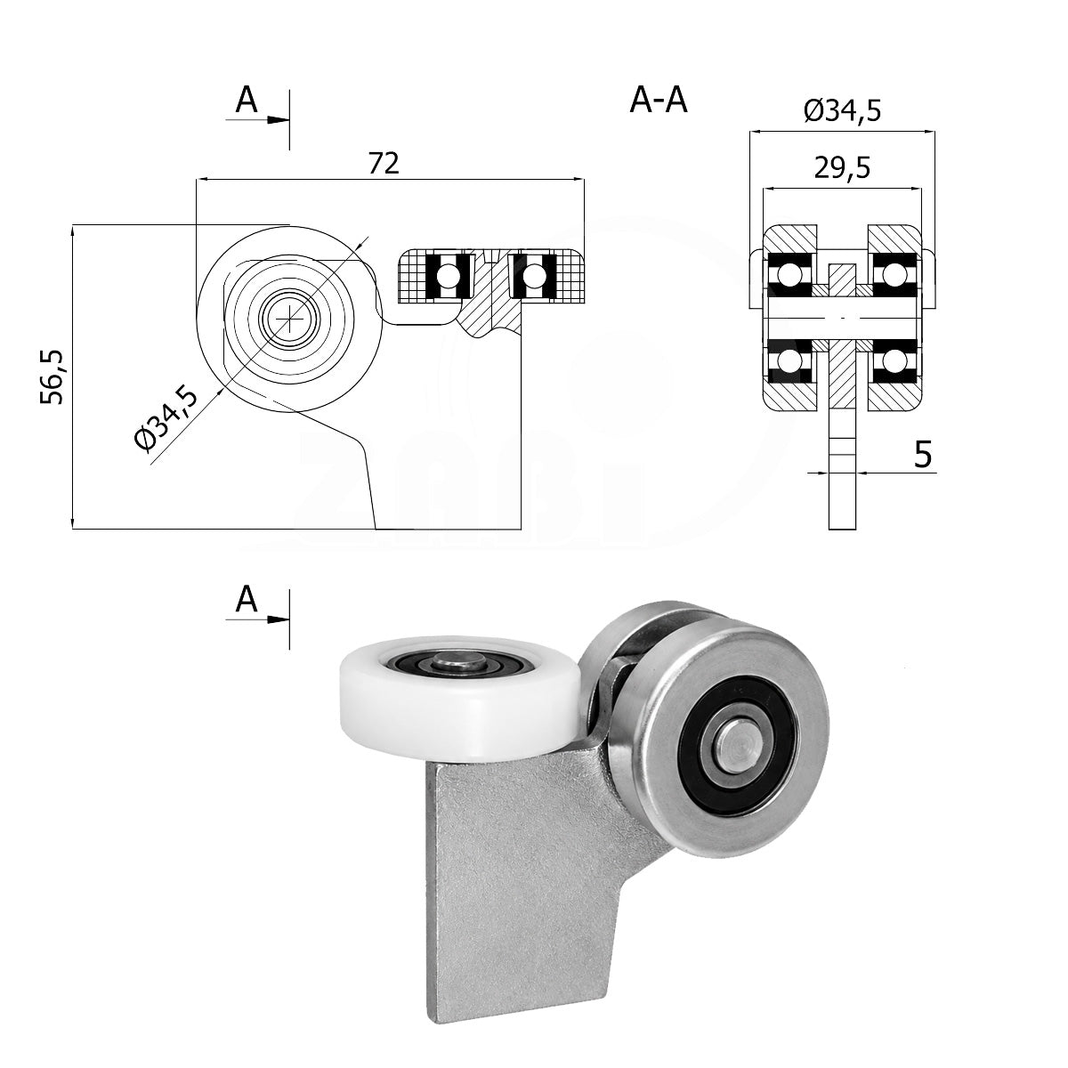 Torwagen für Schiebetore - für Profile 40x40 mm - Wandstärke 2 mm: G-3M-40