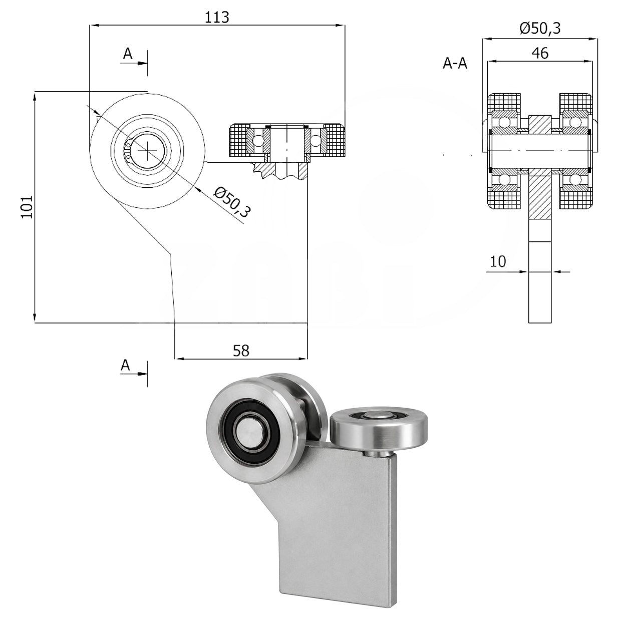 Torwagen für Schiebetore - für Profile 60 x 60 mm - Wandstärke 4 mm: G-3MM-60/4