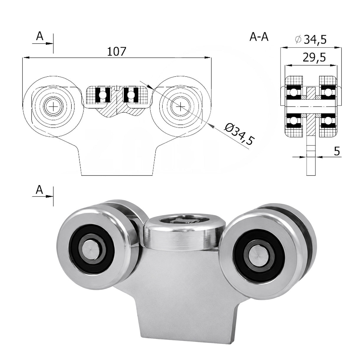 Torwagen für Schiebetore - für Profile 40x40 mm - Wandstärke 2 mm: G-5MM-40