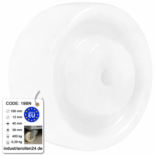 Transportrad Ø100 mm – Weißes Polyamidrad für Wagen, Code: 19BN