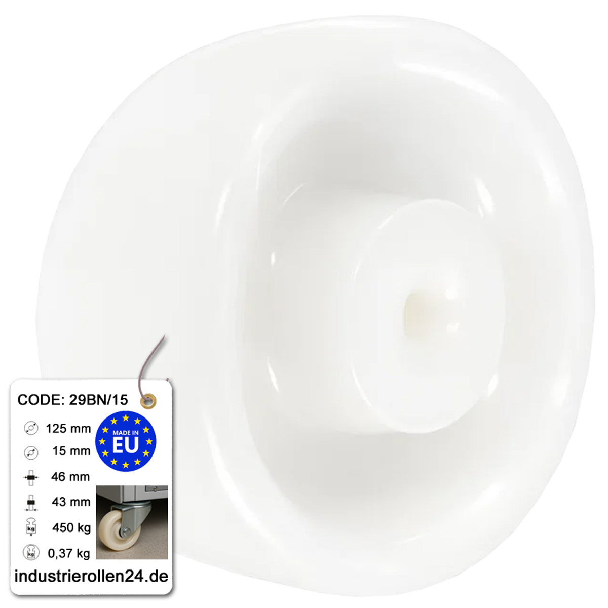 Transportrad Ø125 mm – Weißes Polyamidrad für Wagen, Code: 29BN/15