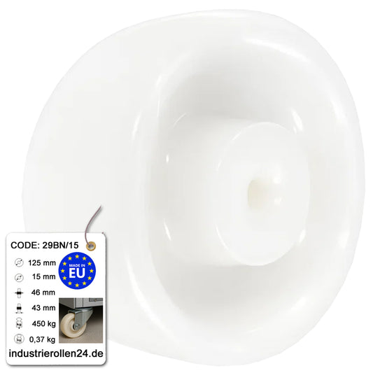 Transportrad Ø125 mm – Weißes Polyamidrad für Wagen, Code: 29BN/15