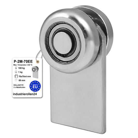 Torwagen für Schiebetore bis 330 °C – für Profile 70 × 70 mm – Wandstärke 4 mm: P-2M-70EE