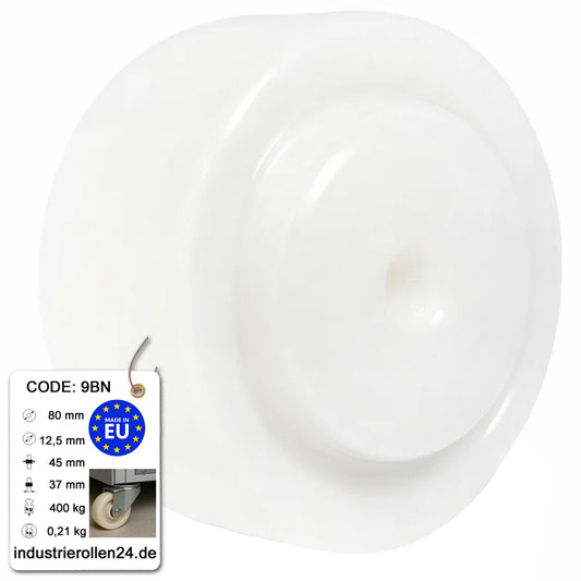 Transportrad Ø80 mm – Weißes Polyamidrad für Wagen, Code: 9BN