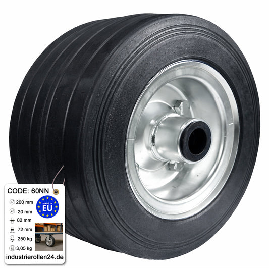 Ersatzrad Ø200 mm – Vollgummi Industrierad für Transportwagen, Code: 60NN