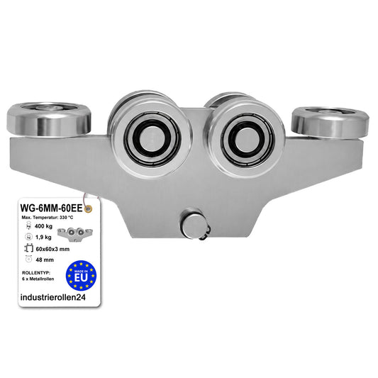 Torwagen für Schiebetore bis 330 °C – für Profile 60 × 60 mm – Wandstärke 3 mm: WG-6MM-60EE
