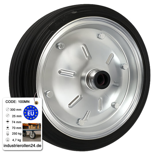 Ersatzrad Ø300 mm – Vollgummi Industrierad für Transportwagen, Code: 100MN