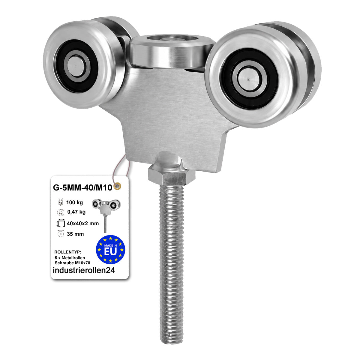 Torwagen für Schiebetore - für Profile 40x40 mm - Wandstärke 2 mm: G-5MM-40/M10