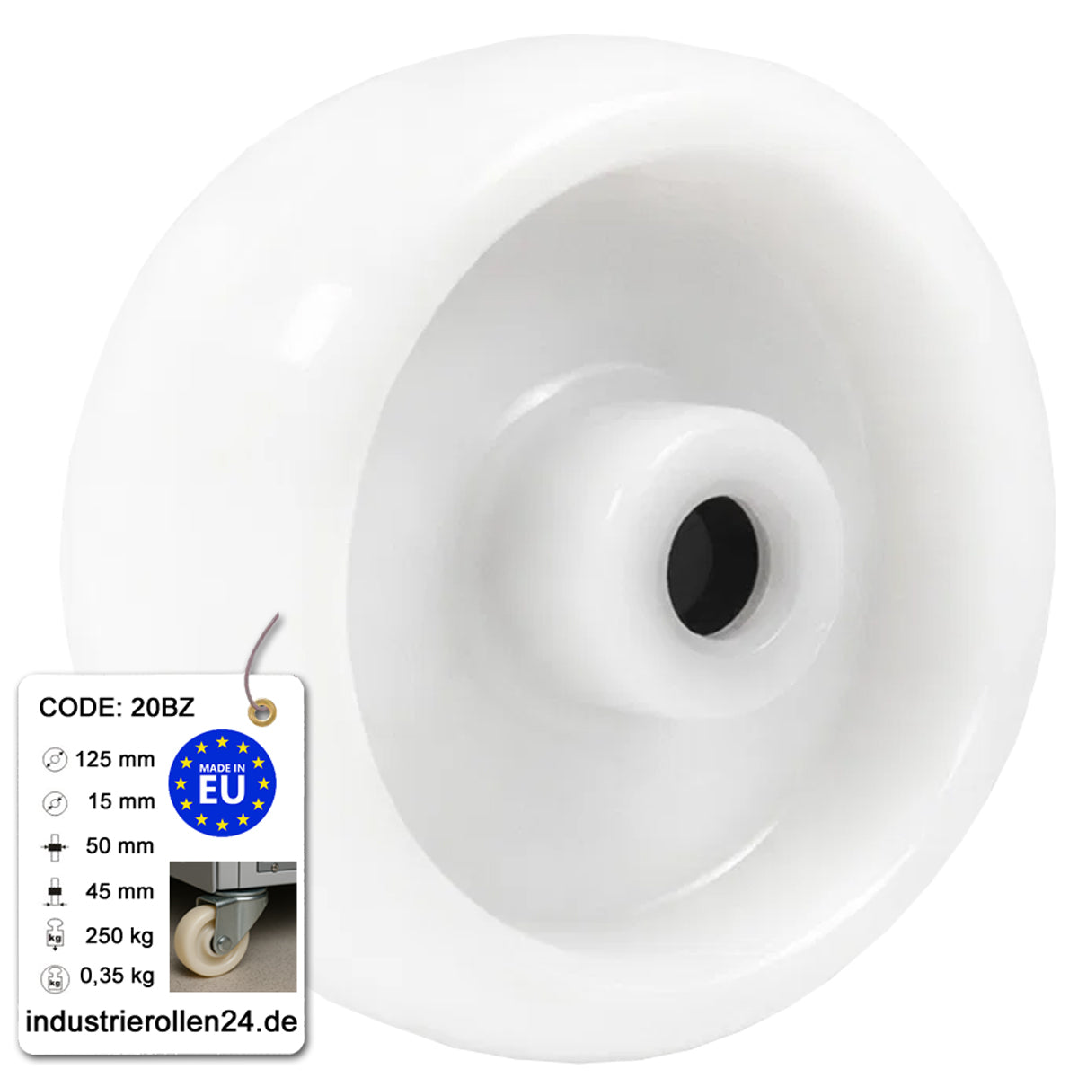 Transportrad Ø125 mm – Weißes Polyamidrad für Wagen, Code: 20BZ